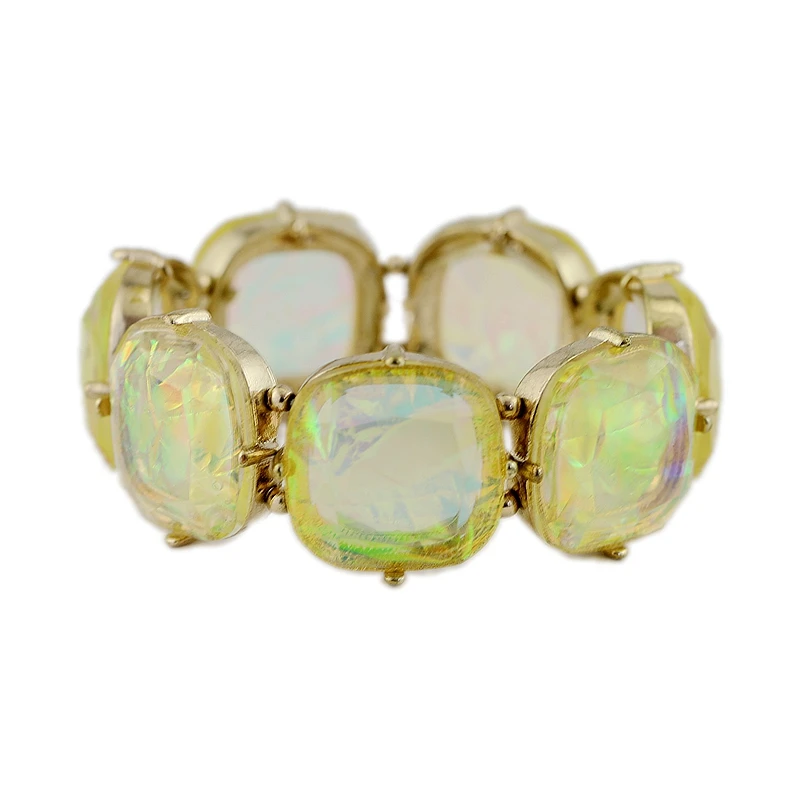 

Bohemia Style Glass Crystal Stone Alloy Bracelets & Bangles Trendy Jewelry Shining Wide Elastic Bracelets For Women Girls Party