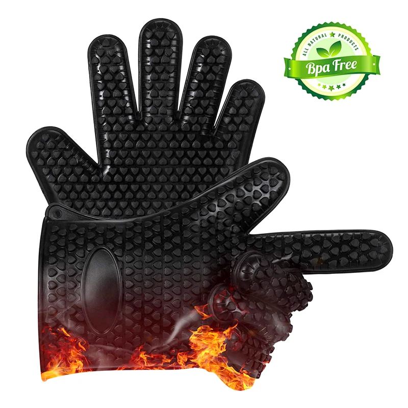 Пищевые толстые термостойкие силиконовые перчатки для барбекю перчатки для гриля кухонная печь для барбекю кулинарные рукавицы выпечка, гриль перчатки для барбекю инструмент