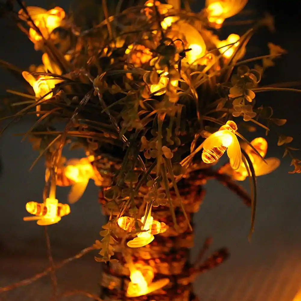 Bee String Lights 20 30 Led Outdoor Solar Power Leds Strings Waterproof Garden Patio Fence Gazebo Summer Night Light Decorations