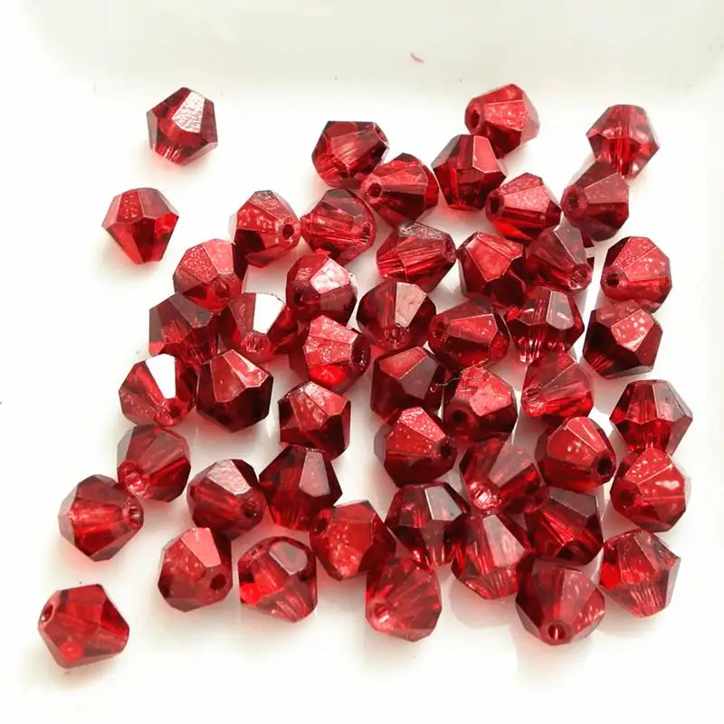 100 шт граненые биконусные стеклянные бусины 6 мм - Цвет: red