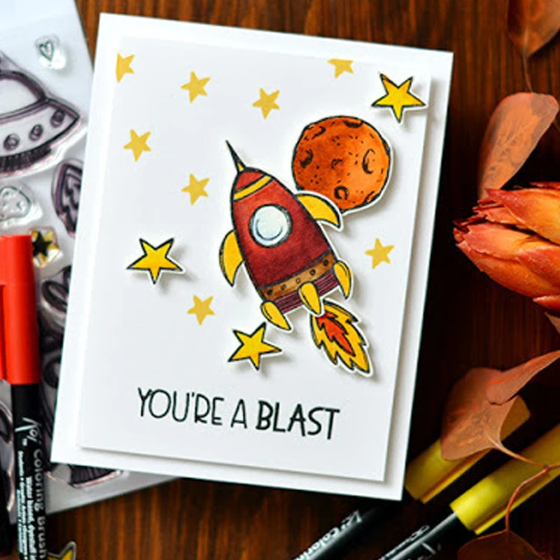 

Space/You're A Blast Clear Stamps for DIY Scrapbooking Card Making Crafts Fun Decoration Transparent Stempels Silicone Seal