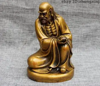 

9" Chinese Buddhism Temple Bronze Bodhidharma Dharma Arhat Buddha Statue
