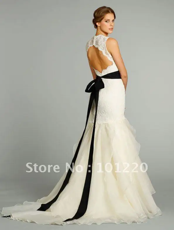 2017 Fall Modified A Line Y Open Back Bridal Gown Black Moire 2017 Fall Modified A Line Y Open Back Bridal Gown Black Moire Ribbon With Fl Detail Chapel Train Wedding Dresses In From Weddings