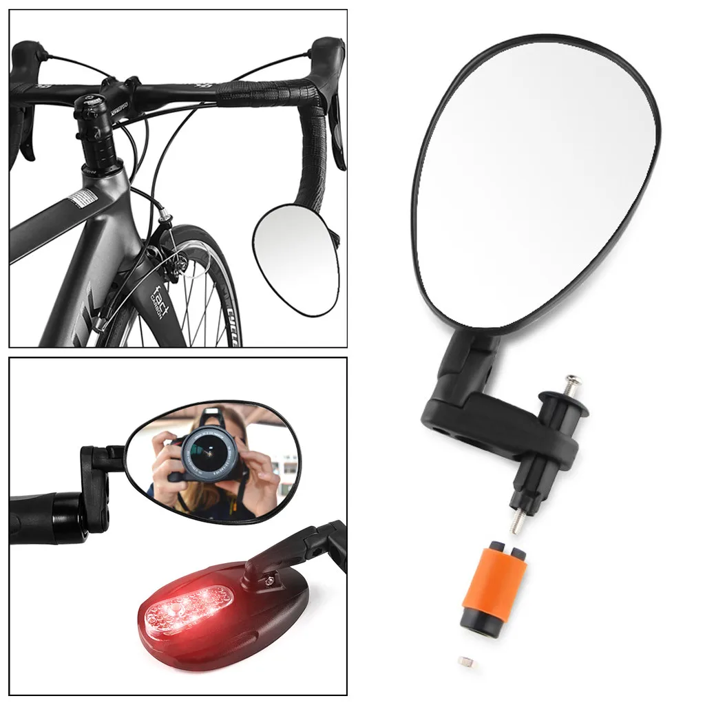 NEW Rotate Flexible 360 wide-angle convex mirror Handlebar Rearview Mirror+Warning lights For Bike MTB Bicycle Cycling Mirror | Спорт и