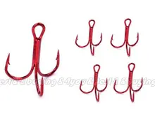 100pcs Red Fishing Hook Carbon Steel Treble Jig Hooks Fishhook Size 2 4 6 8 10 (60609008)