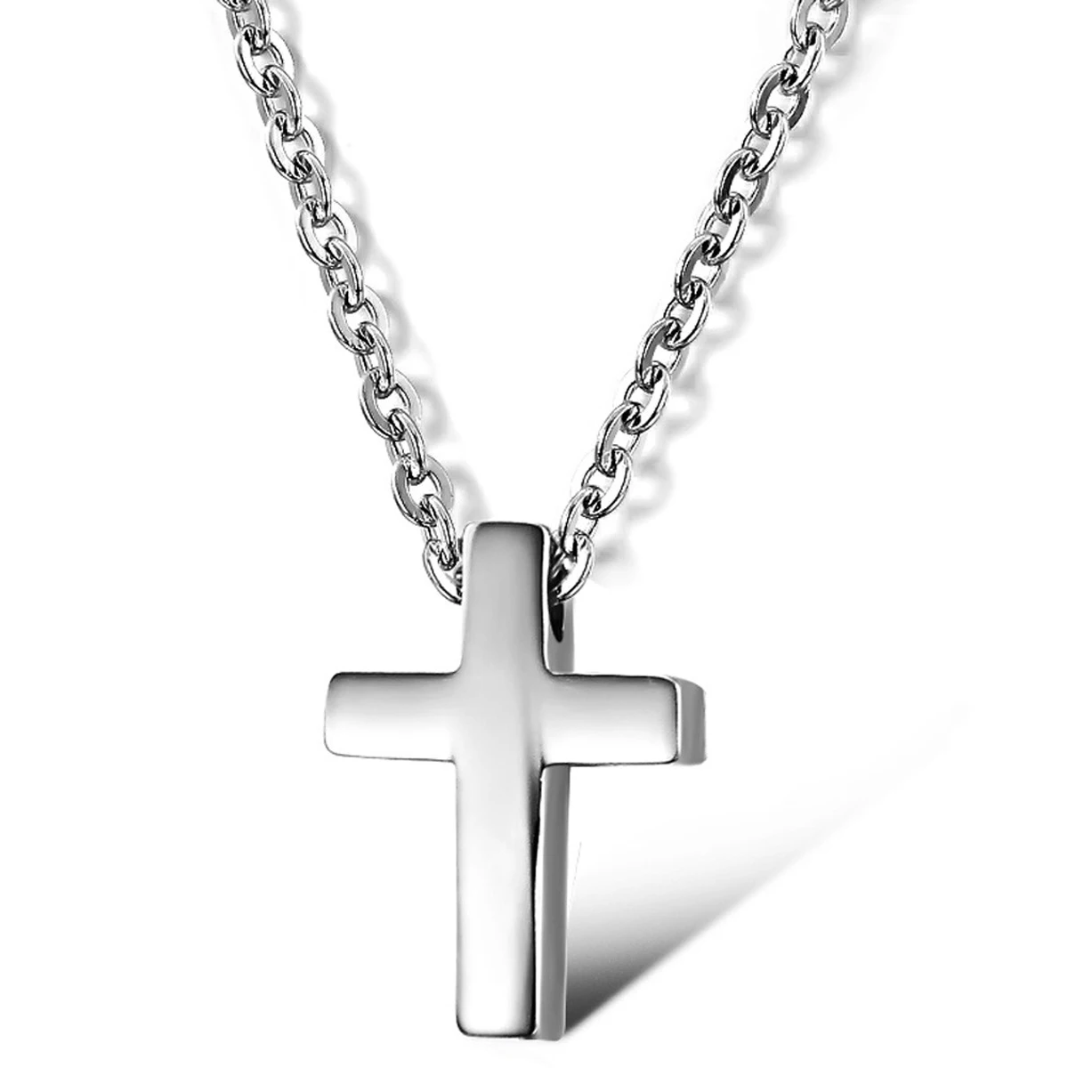 

Glossy Stainless Steel Cross Necklace Pendant Delicate Cross Ladies 2019 Trendy Silver Pendants For Men Women Jewelry Gift