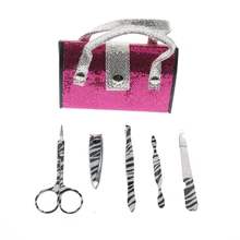 5 шт./компл. розовый цвет сумка в деловом стиле Форма блестящие украшения для маникюра педикюр набор для ухода за ногтями Набор инструментов для Для женщин для девочек подарок для детей