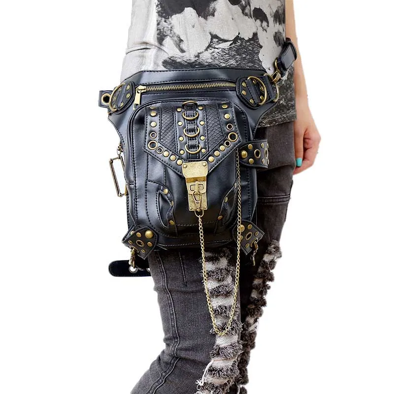 Lady Pockets Wholesale Retro Messenger Bag Punk Men Women's High Quality PU Leather Travel Leg Bag Women Shoulder Waist Packs Lady Pockets Wholesale Retro Messenger Bag Punk Men Women's High Quality PU Leather Travel Leg Bag Women Shoulder Waist Packs