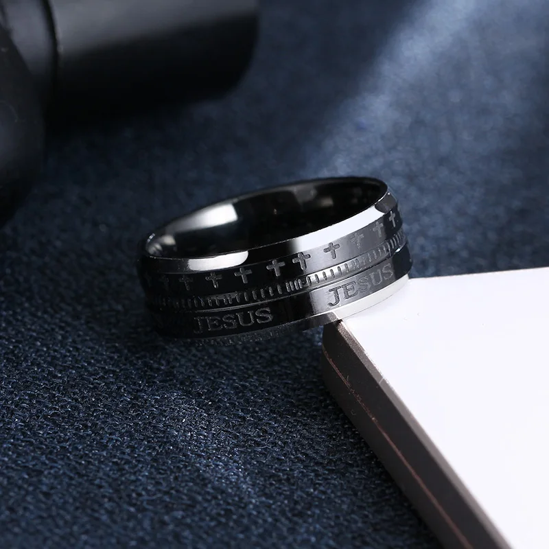 CACANA Stainless Steel Rings For Women Men Black Jesus Engagement Fashion Jewelry Rings For Male Party Wedding