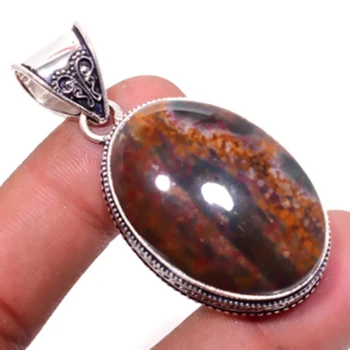 

Bloodstone Pendant Silver Overlay over Copper , 53mm, P6589