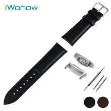 Véritable Bande de Montre En Cuir 18mm pour Samsung Gear Fit 2 SM-R360 Acier Inoxydable Boucle Ardillon Bracelet Ceinture Bracelet + adaptateur