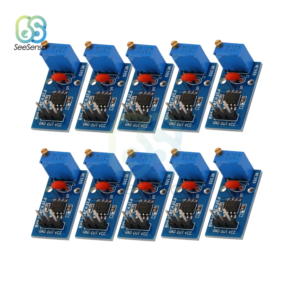 

10Pcs DC 5V 12V NE555 Adjustable Resistance Frequency Pulse Generator Module Single Channel Output Module For Arduino Smart Car