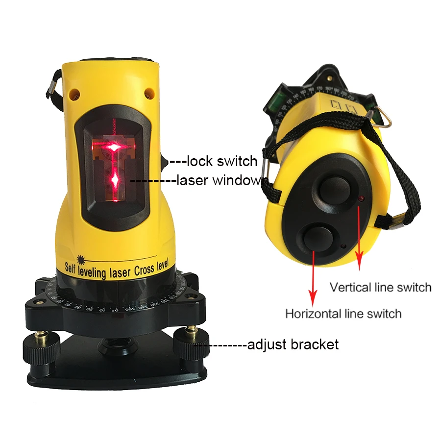 360 degree self leveling laser level meter 2 lines 1 point horizontal