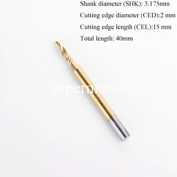 

SHINA 1pc 3.175mm TiN Coating Single Flute Spiral Cutter Router Bit CNC End Mill Carbide Milling Cutter Machine Tools 2 x 15mm