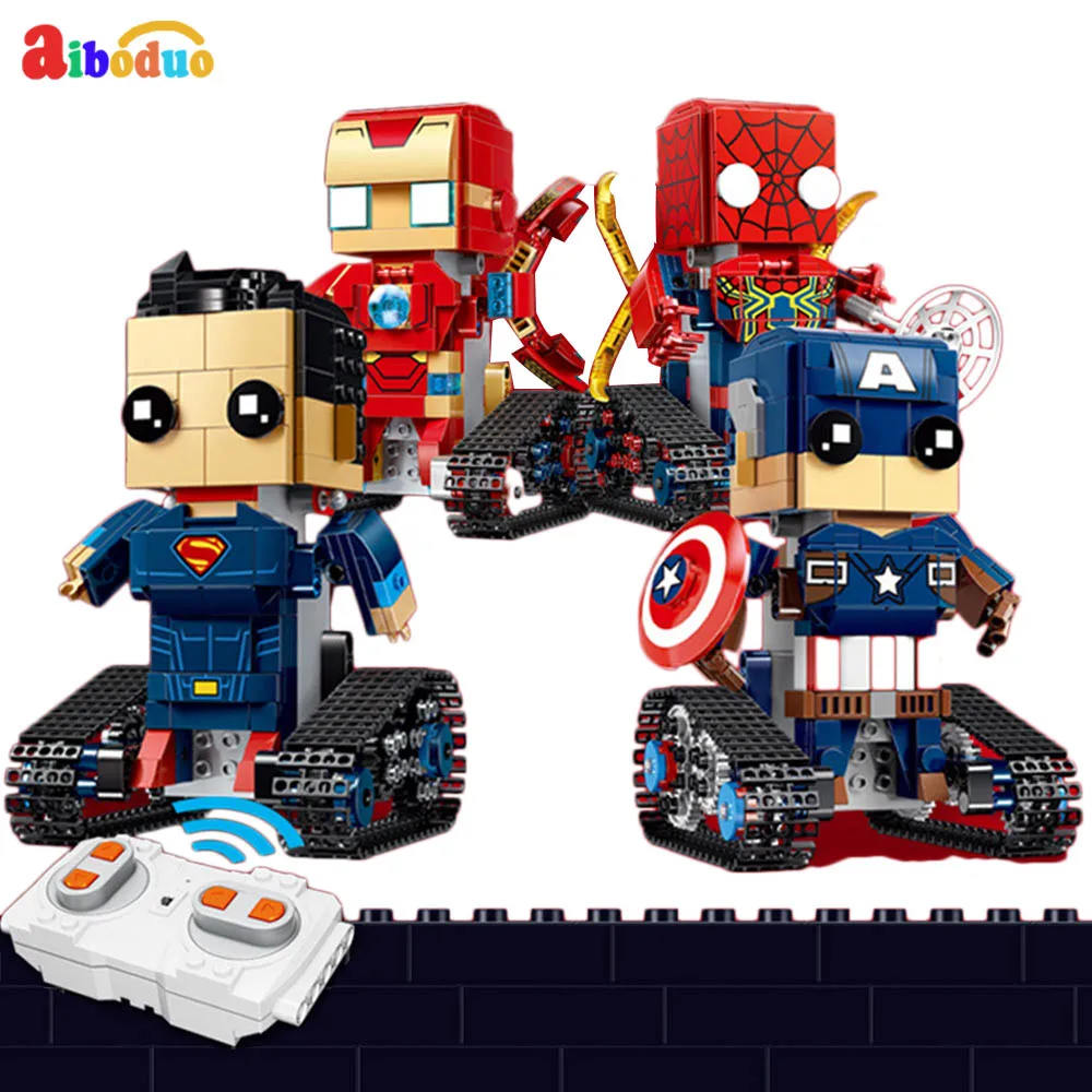 

New 2.4G RC Robot DIY Assembled Rc Square Head Electric Robot 358PCS/SET For Kids Model Mini Smart Robot Battle Toys Boys Gifts