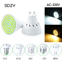 GU10/MR16/B22/E14/E27 220 V 5 W/7 W/9 W прожектор лампы светильника мозоли SMD 2835 пятно света 230 V, 240 V, энергосберегающие Bombillas led