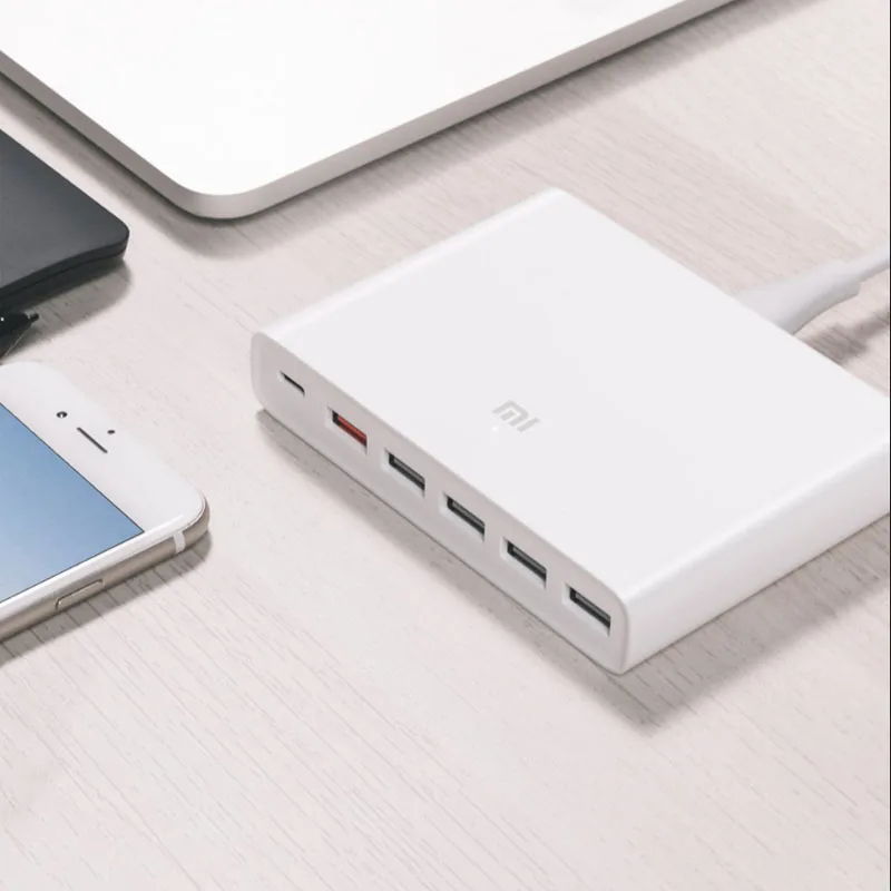 Быстрое зарядное устройство Xiaomi USB-C 60 Вт с выходным выходом type-C 6 usb-портов QC 3,0 Быстрая зарядка 18 Вт x2+ 24 Вт(5 В = 2,4 А макс.) для смартфона