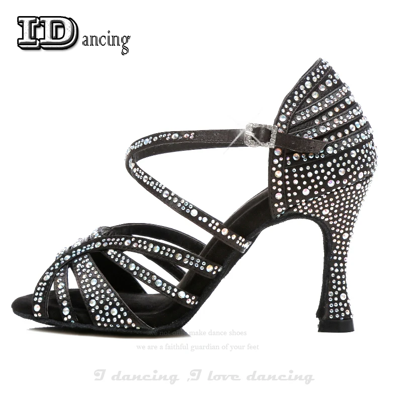 Jazz Shoes Dance Latin Dancing Rhinestone Salsa Latin Shoes Sneakers Dance Shoes Black Full Diamond Dance Shoes IDancing