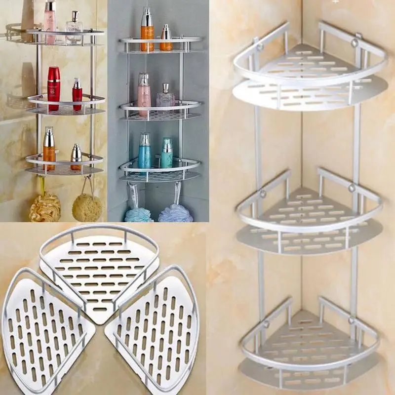 

New Double/three Layer Triangle Bathroom Shelf Shower Shampoo Soap Cosmetic Aluminum Alloy Shelves Storage Organizer Rack Holder