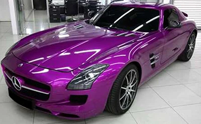 Warna Ungu Biasa H0000 Metalic Glossy Chrome Vinyl Car Wrap Film Di