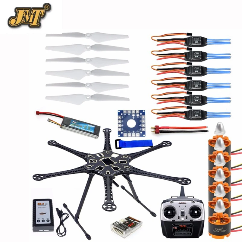 

JMT HMF S550 F550 Hexacopter Frame Kit with Landing Gear +ESC Motor Welded+QQ SUPER Control Board+RX&TX+Propellers