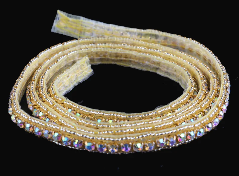 (2Yard/Lot) High Quality Crystal Beaded Rhinestone Trim Applique Sew