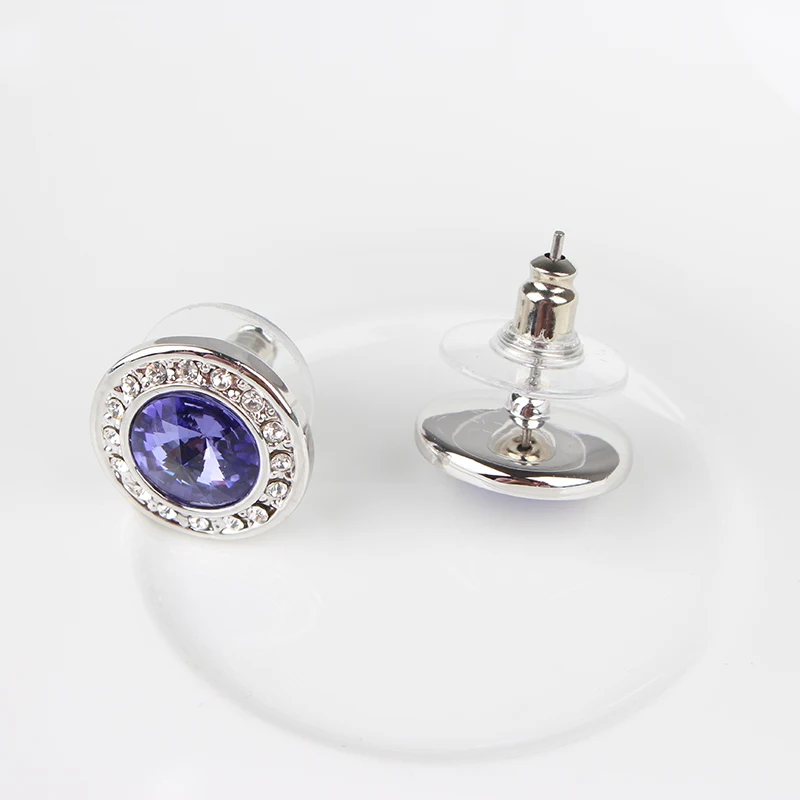 BeBella 1 4 см круглые Кристальные серьги гвоздики с кристаллами от Swarovski модные