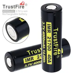 TrustFire 2 шт. 21700 аккумулятор IMR 3,7 в 40A 4000 мАч 14,8 Вт литий-ионная аккумуляторная батарея для электрического инструмента фары