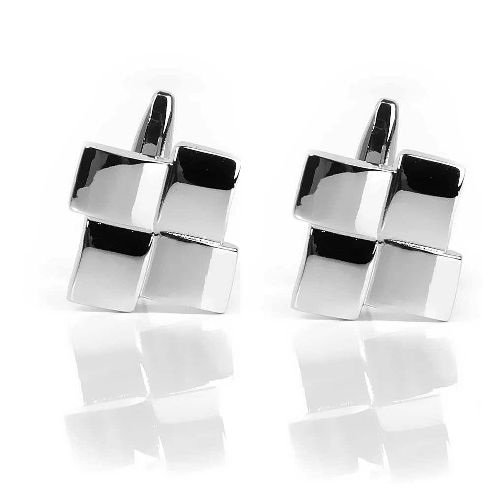 Phenovo Unique Men\`s Silver Geometric Dress Shirt Cufflinks Cuff Links Wedding Groom Anniversary Cufflinks Fashion Jewelry