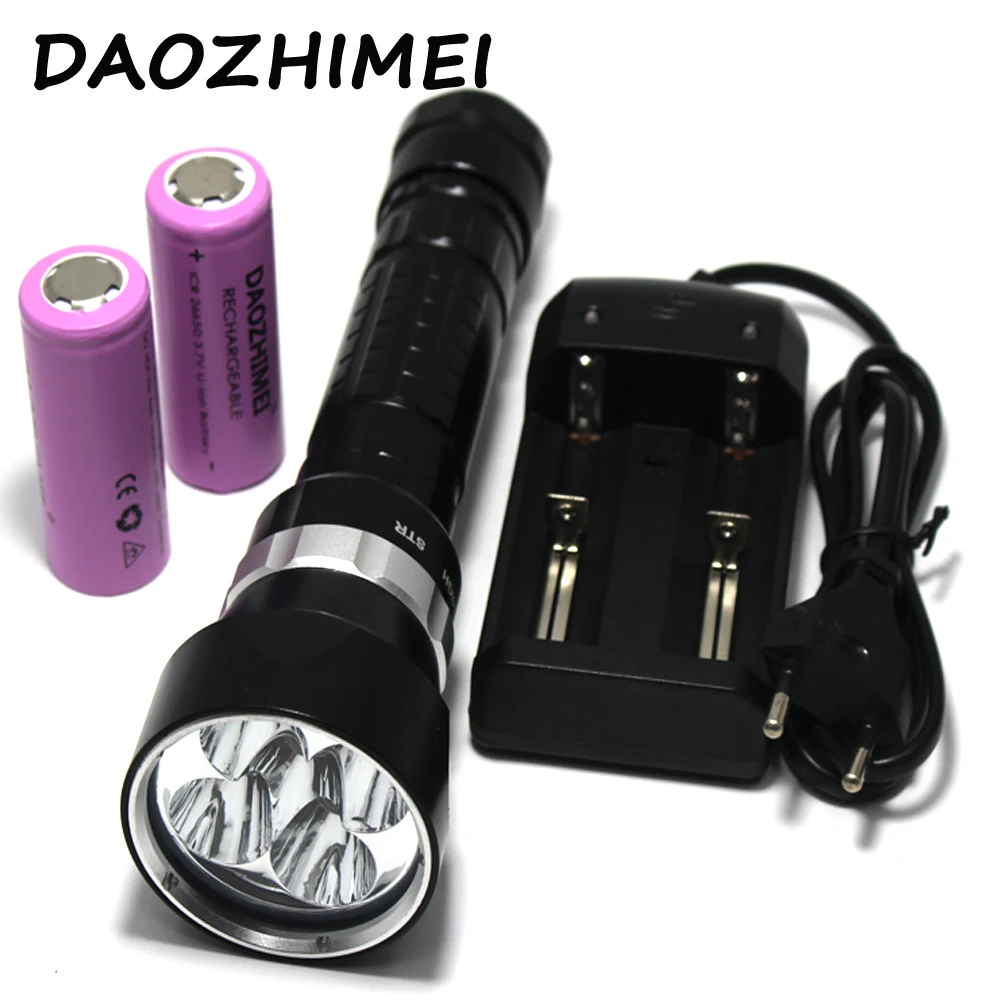  8000LM Underwater Dive Light led flashlight 5*L2 Diving lamp Torch Waterproof Lighting Lantern+2x68 - 32830866908