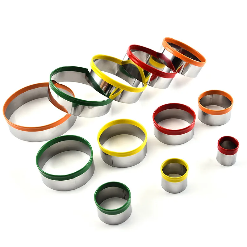 12PcsSet Colorful Circle Round Shaped Cookie Cutter Stainless Steel Biscuit Cutting Mold Cake Ring Mousse Mould Baking Tools3