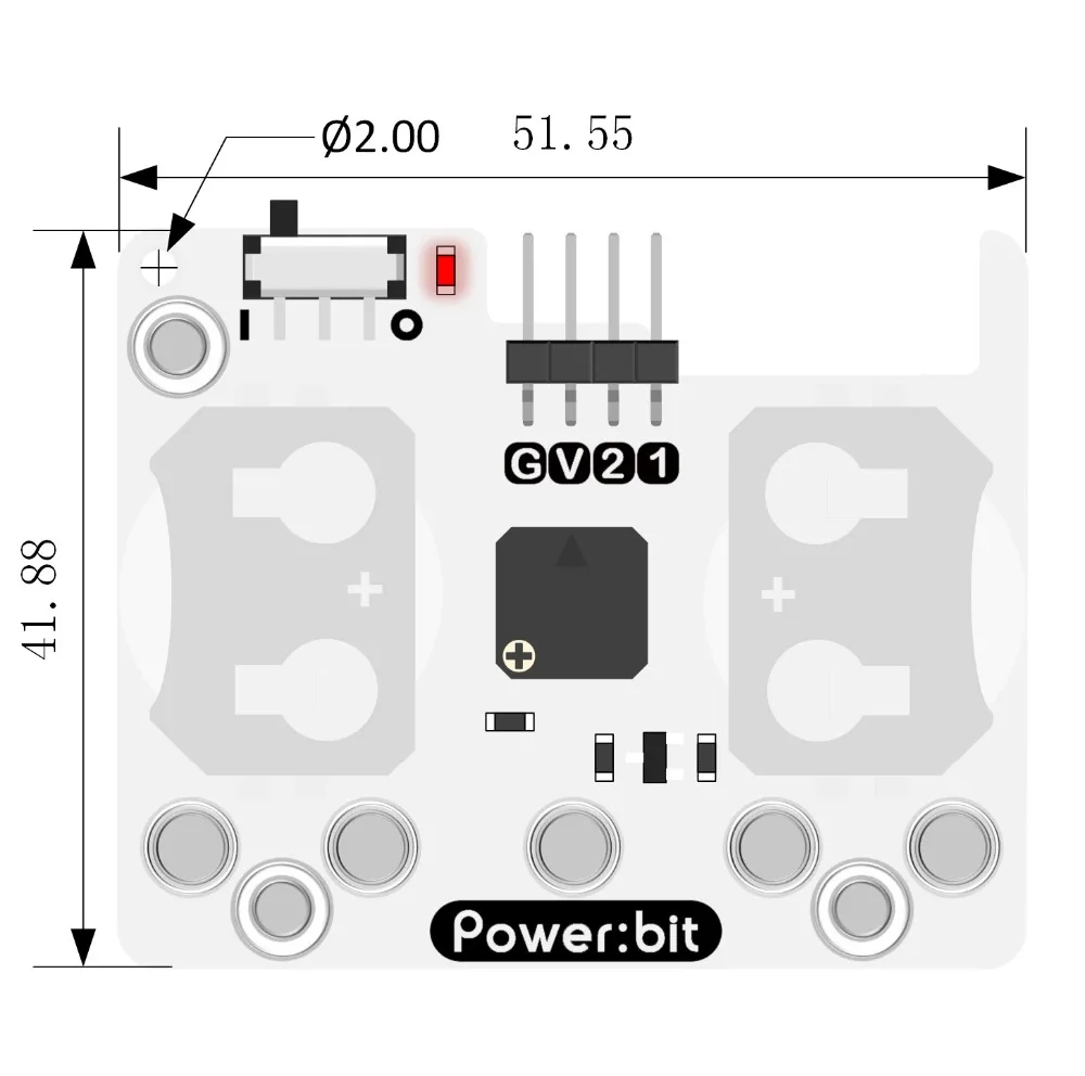 Мощность: панель расширения аккумулятора с битной кнопкой для BBC micro:bit носимых