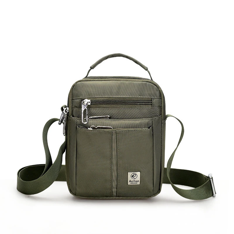 Waterproof Nylon Small Flap Messenger bag For Men Black Casual Shoulder