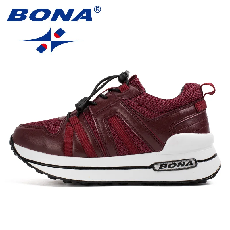 Tanie BONA nowy popularny styl kobiet buty do chodzenia wysokość zwiększenie buty do biegania zasznurować buty sportowe na świeżym powietrzu Sneaners miękkie wygodne