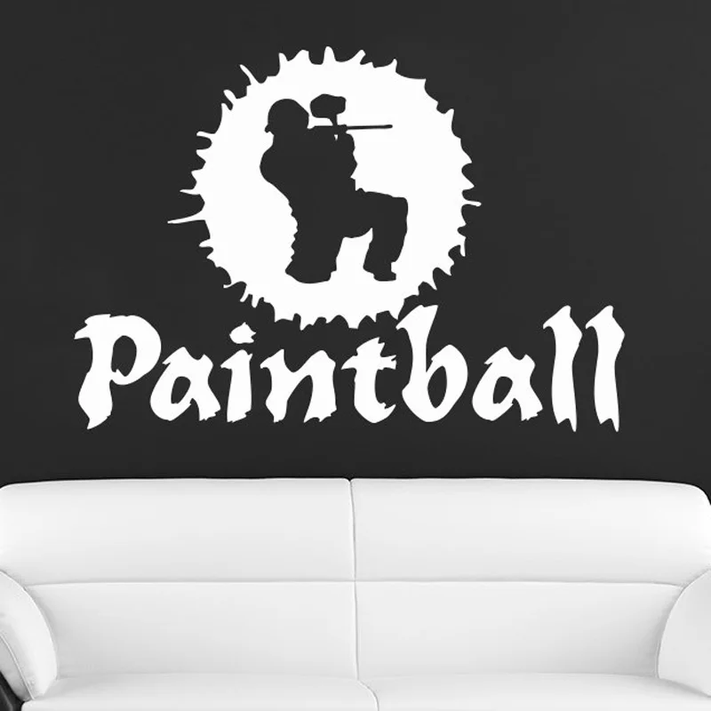 Paintball Player Silhouette Sport Wall Vinyl Decal Gym Stylish Sticker