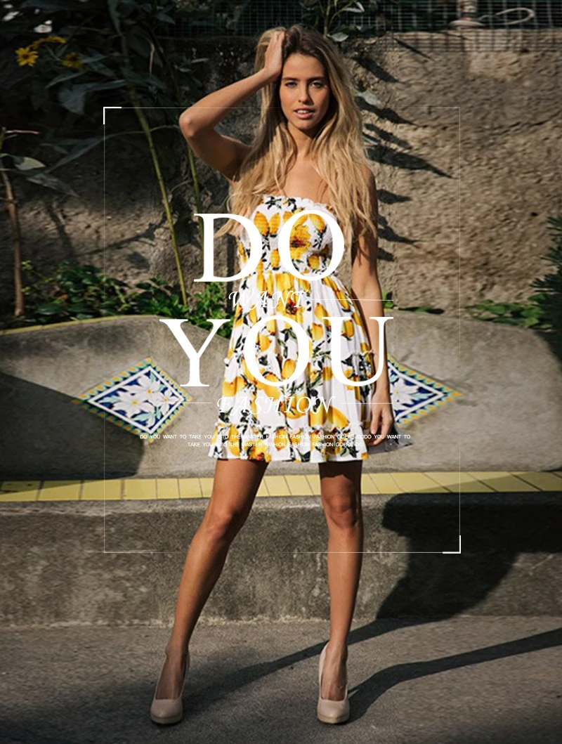 Sexy Strapless Print Floral Dress Women Beach Boho Vestido Summer Yellow Sundresses Sleeveless Backless 2018 Mini Ruffle Dresses