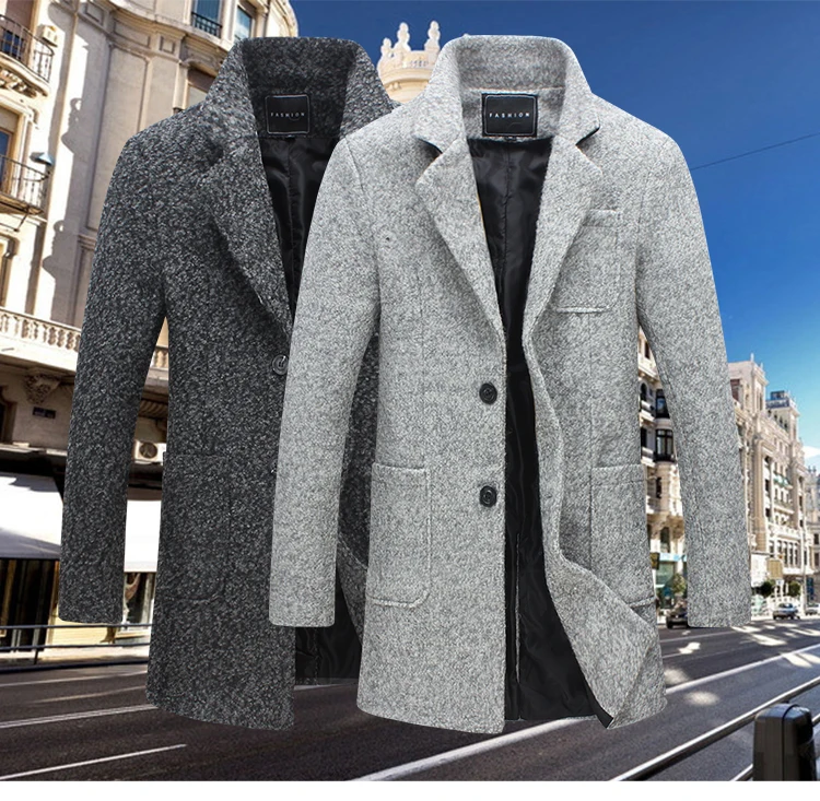 Новое зимнее шерстяное пальто для мужчин, длинное шерстяное пальто для отдыха, мужские однотонные повседневные модные куртки/повседневное Мужское пальто