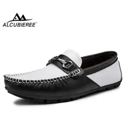ALCUBIEREE бренд высокое качество ручной работы мокасины для мужчин роскошные кожаные туфли-лодочки Мужская Мода Пряжка Мокасины Обувь