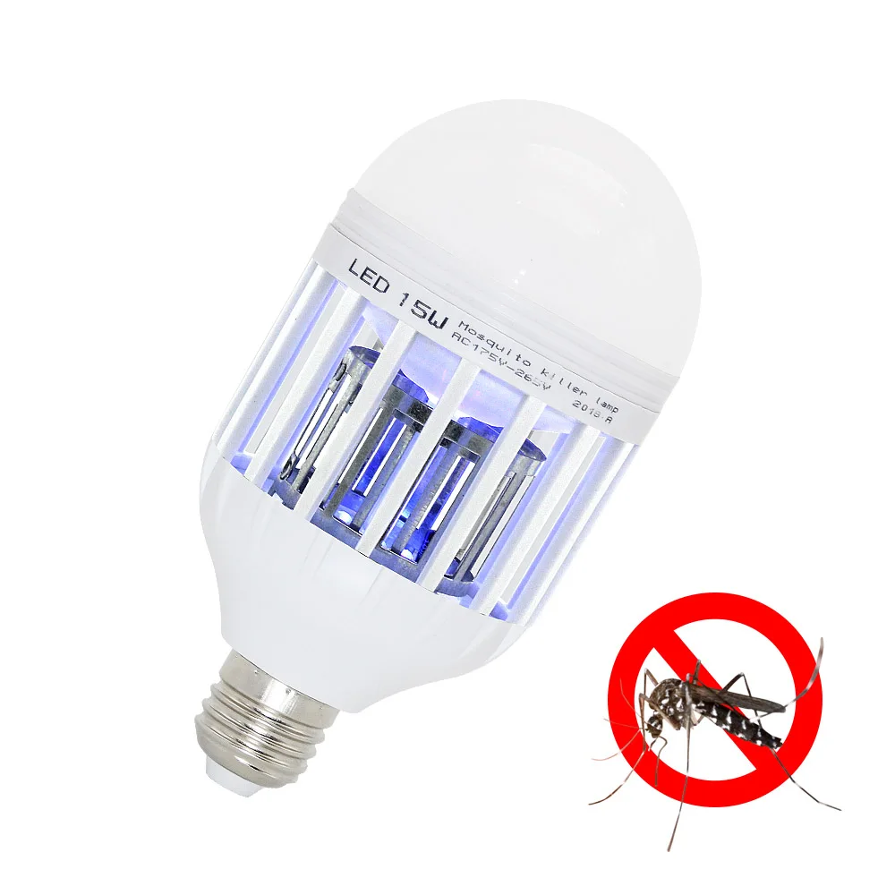 E27 15 Вт москитная убийца лампа светодиодный светильник анти-москитные насекомые Zapper летающие мотыльки убийца светильник - Цвет: E27 15W