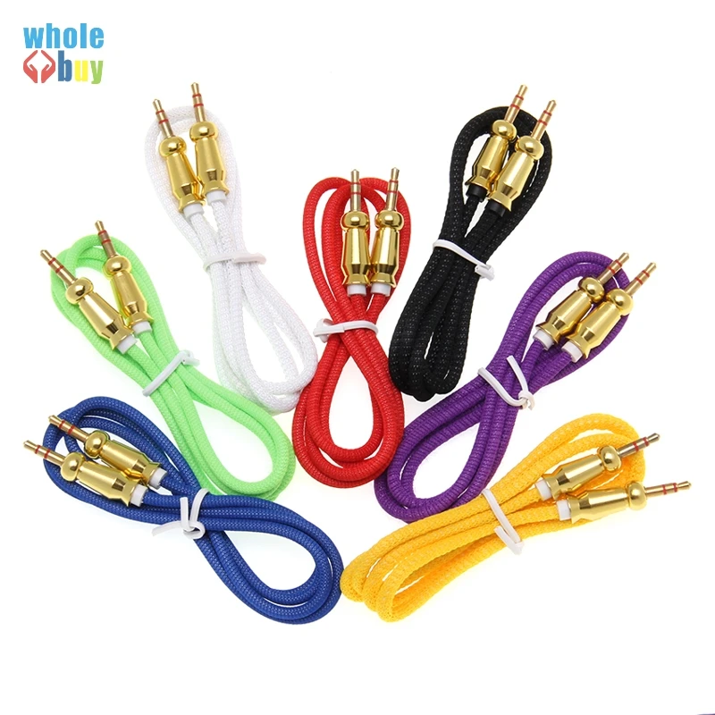 100pcs lot Audio Jack 3 5 Mm Male To Male Cloth Round Gourd Audio Aux Cable for IPhone Car Headphone Speaker Wire Line Aux Cord