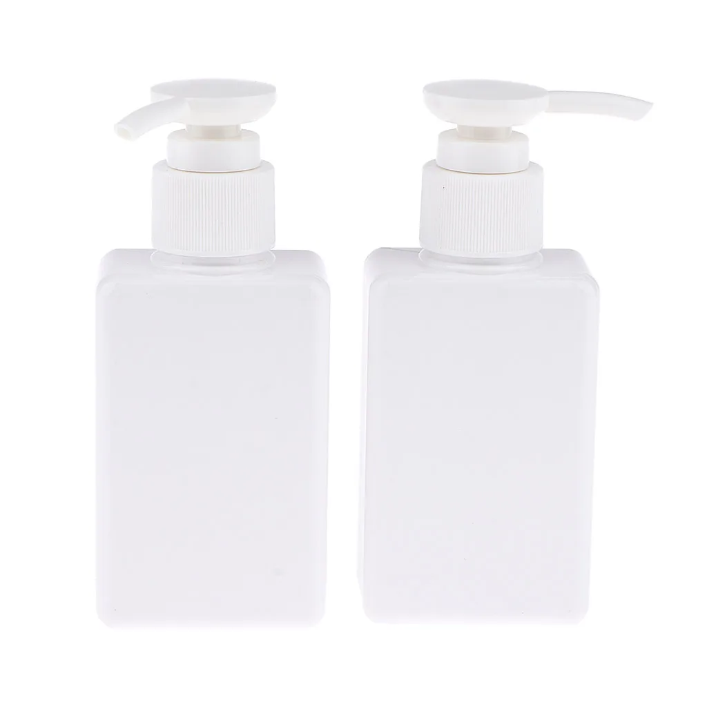 2Pcs Empty PET Shampoo Conditioner Shower Gel Pump Bottles Travel Refillable Containers 100ml
