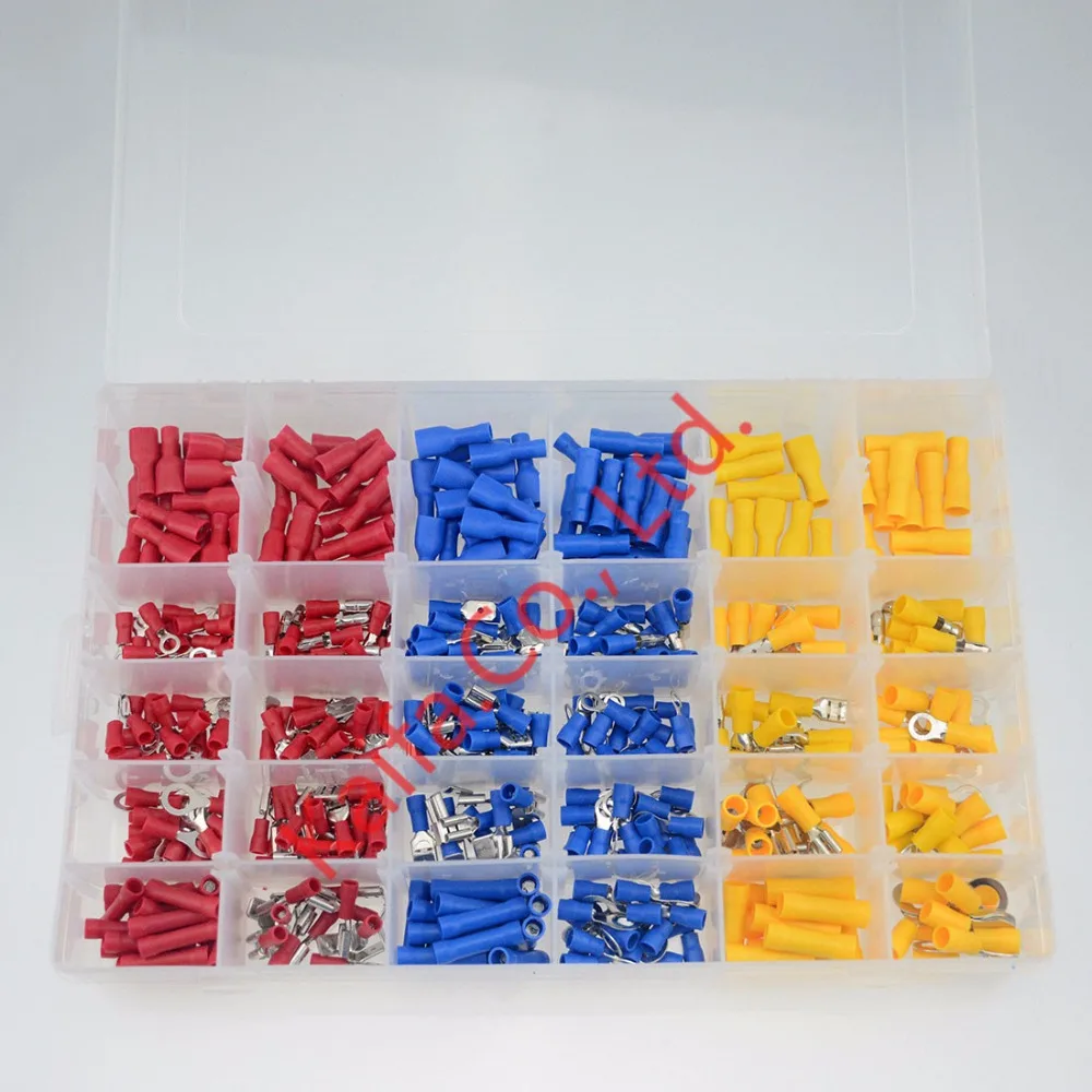 

480Pcs/ Box Insulated Terminals Electrical Crimp Connector Tube Wire Connector Assortment Kit Cold Pressing Copper Terminals