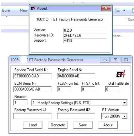 100% 2019 ET FACTORY PASSWORDS GENERATOR v0.2.9 for cat