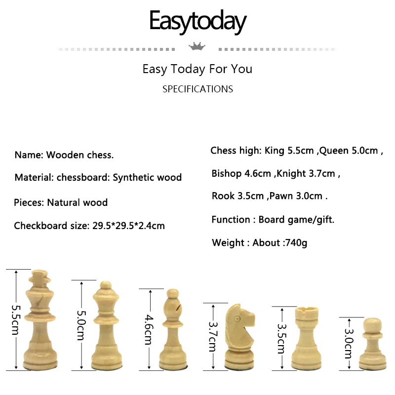 Easytoday набор деревянных шахматных игр магнитная Складная шахматная доска из