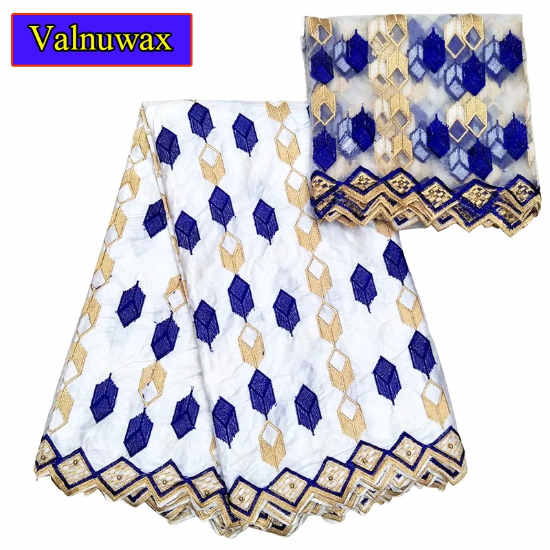 

2018 Latest Style African lace fabric 5yards +2 yards tulle lace high quality bazin riche getzner with beads for wedding