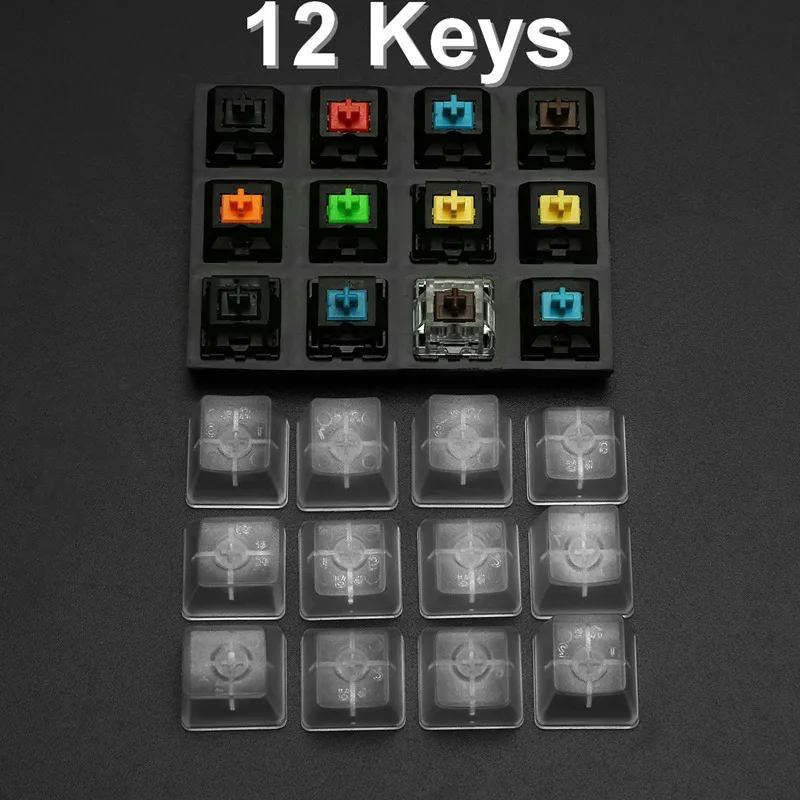 12 Keycaps Mechanical Keyboard Switches Tester Kit Translucent Clear