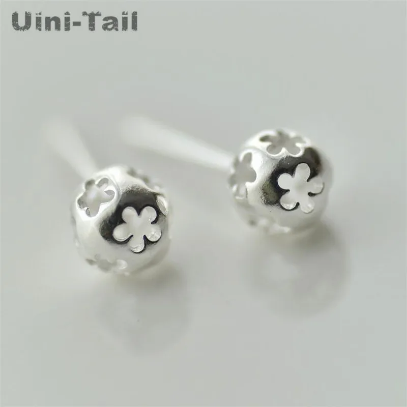 

Uini-Tail hot new 925 sterling silver earrings ethnic style features plum blossom hollow ball earrings women new wholesale