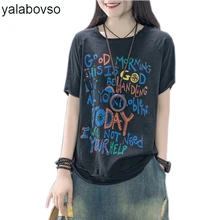 Футболки из хлопка с круглым вырезом и мягкими дырками, винтажные футболки с принтом, Лоскутные Топы для женщин, модные футболки, 5 цветов, A0B Z30