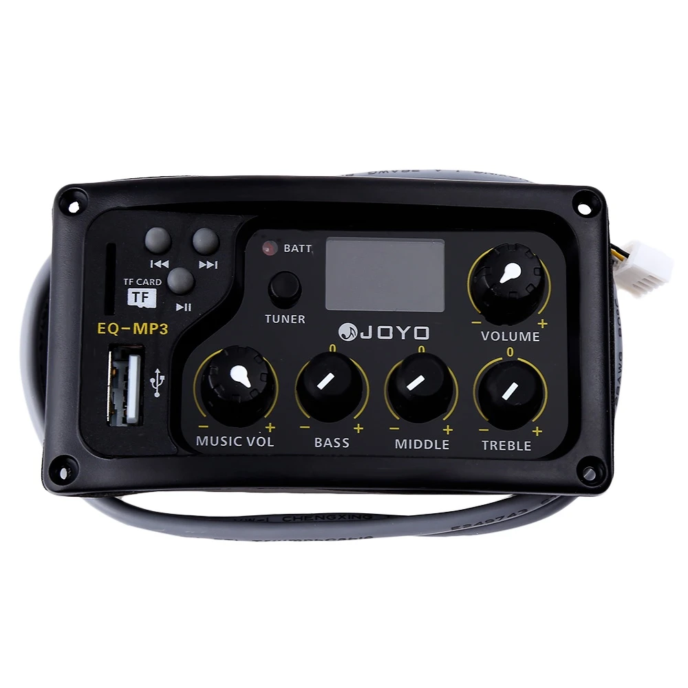 

JOYO EQ - MP3 LCD Digital 3 Band EQ Pickup Preamp with MP3 and Tuner Function LCD Display Bass Middle Treble Volune Adjust