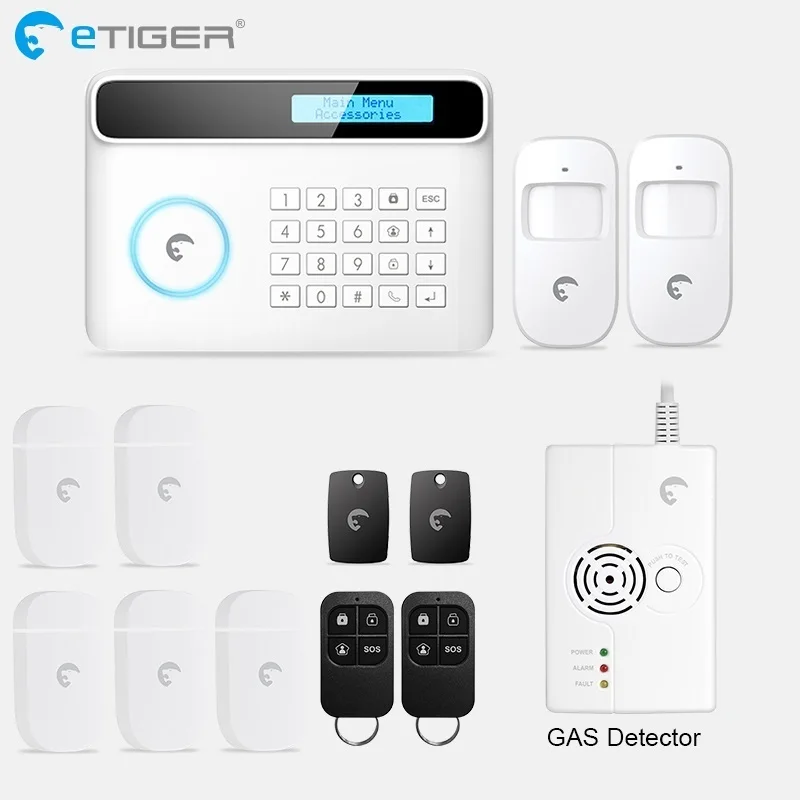 ETiger S4 GSM PSTN сигнализация Беспроводная IOS/Android приложение домашняя защита от взлома охранная сигнализация с датчиком движения PIR - Цвет: SET  E